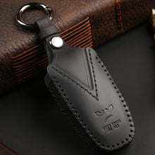 Load image into Gallery viewer, 5 Button Genuine Leather Car Remote Key Chain Ring Fob Case Cover Holder Protect For Ford Mustang Explorer Edge Fusion Mondeo F150 F250 2020
